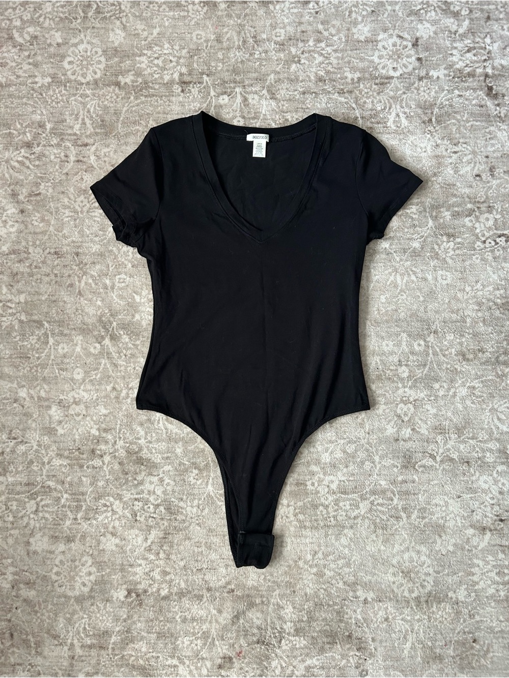 Bozzolo Black V-Neck Short Sleeve Bodysuit